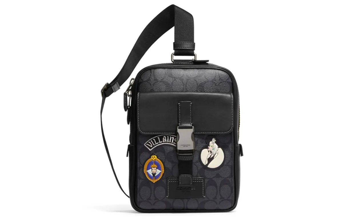 COACH X Disney Collaboration Track Artificial Leather With Cow Leather Crossbody Bags Large Women's
