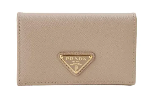 PRADA Cross Grain Leather Wallet Women's Pink Beige