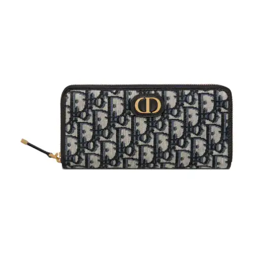 DIOR 30 Montaigne Leather Wallet Women's Blue
