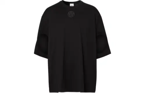 Burberry T Shirts Men's Black Crew Neck Moderate Straight Fit