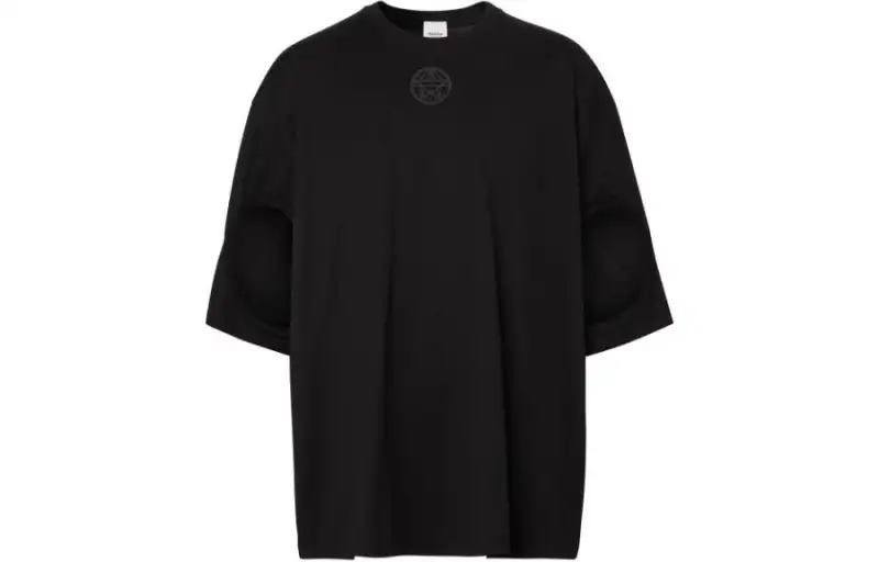 Burberry T Shirts Men's Black Crew Neck Moderate Straight Fit