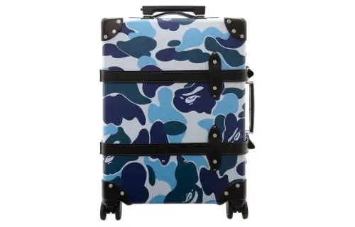 A BATHING APE GLOBE TROTTER Collaboration Sulfurized Fiberboard Trolley Bag 20 Inch Unisex Blue