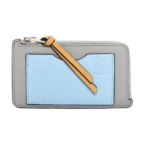 LOEWE Soft Grain Calfskin Card Holder Women's Pearl Gray/Dust Blue