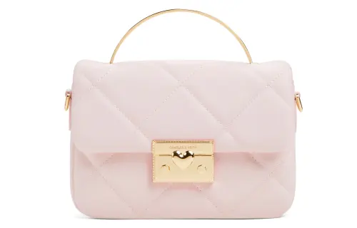 CHARLES&KEITH Pu Crossbody Handbag Small Women's Pink/Cream Milk White/Black