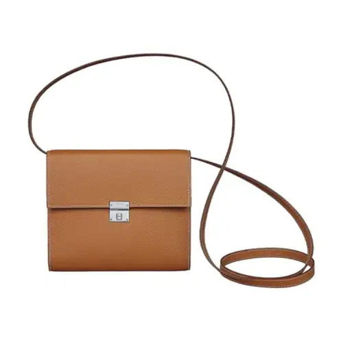 HERMES Clic Epsom Calfskin Shoulder Bag, Crossbody Bag, Wallet Women's Gold Brown