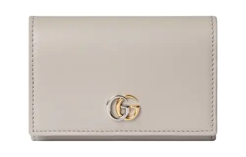 GUCCI GG Marmont Leather Wallet Women's Light Gray