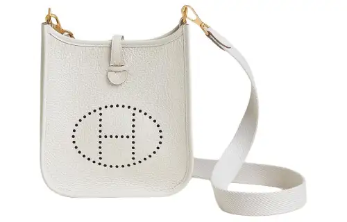HERMES Evelyne Clemence Calfskin Crossbody Bag, Shoulder Bag 16 Women's M4 Gris Pale Cream Gray