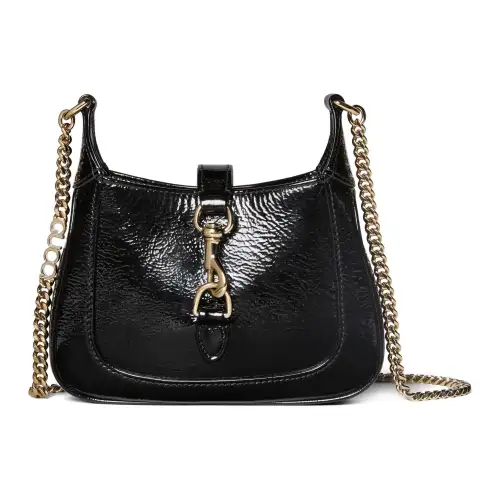 GUCCI Patent Leather Crossbody Bag, Shoulder Bag Women's Black