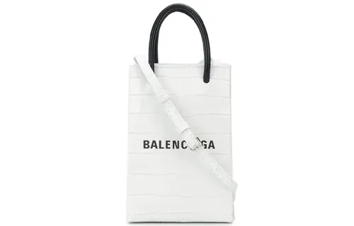 Balenciaga Cow Leather Tote Bag, Shopping Bag, Cell Phone Pouch, Crossbody Bag, Handbag Small Unisex White