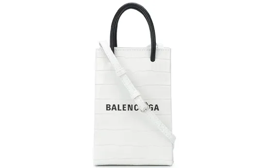 Balenciaga Cow Leather Tote Bag, Shopping Bag, Cell Phone Pouch, Crossbody Bag, Handbag Small Unisex White