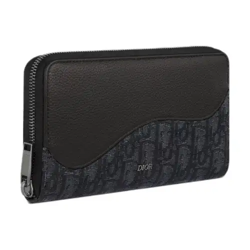 DIOR Saddle Grain Calfskin Wallet Regular Men's Black