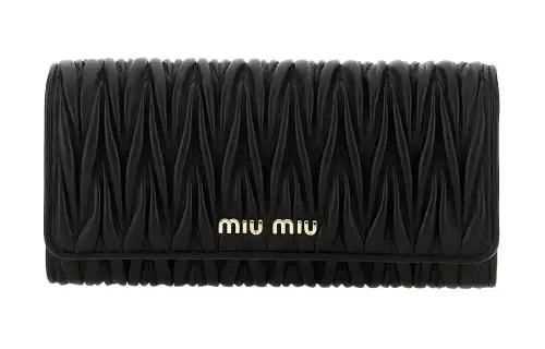 MIU MIU Brand Logo Leather Wallet Women's Black