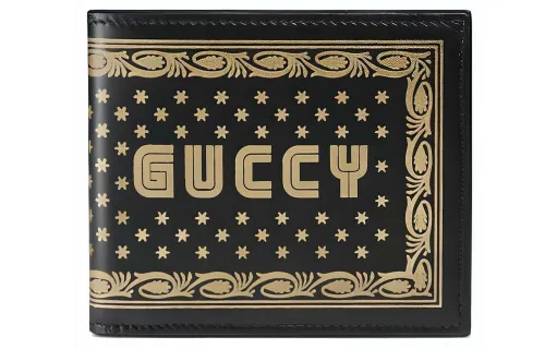 GUCCI Leather Wallet Unisex Black