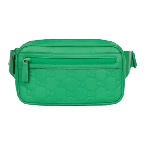 GUCCI Rubber Leather Fanny Pack Men's Green