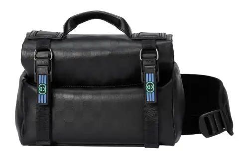 GUCCI Canvas With Leather Trim Handbag, Shoulder Bag, Crossbody Bag Unisex Black