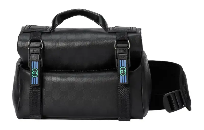 GUCCI Canvas With Leather Trim Handbag, Shoulder Bag, Crossbody Bag Unisex Black