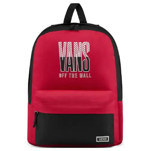 Vans Casual Polyester Backpack Regular Unisex Red Black