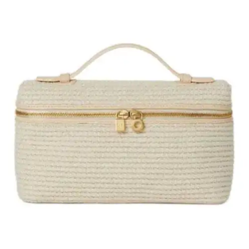 Loro Piana ExtraPocket Cotton With Linen One Shoulder Handbag Women's Natural & Lotus Root White