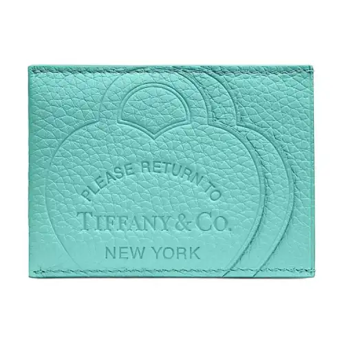 TIFFANY & CO. Return To Tiffany Collection Patterned Print Taurillon Leather Card Holder Women's Blue