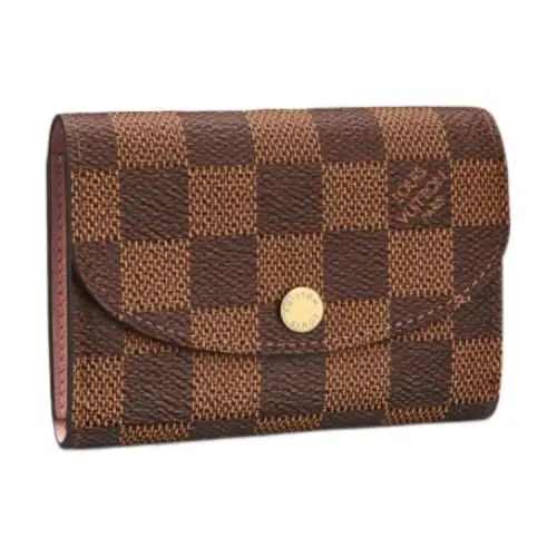 LOUIS VUITTON Rosalie Canvas With Leather Coin Purse Wallet Women's Brown Checkerboard Ballet Pink