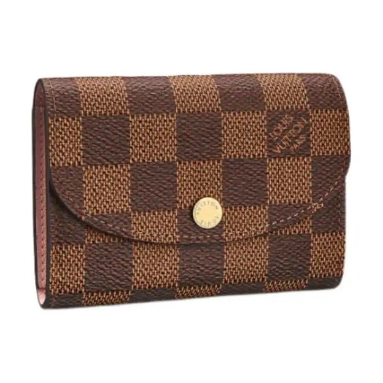 LOUIS VUITTON Rosalie Canvas With Leather Coin Purse Wallet Women's Brown Checkerboard Ballet Pink