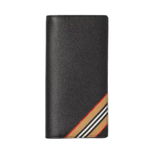 Burberry Grain Cow Leather Card Holder Wallet Men's Black