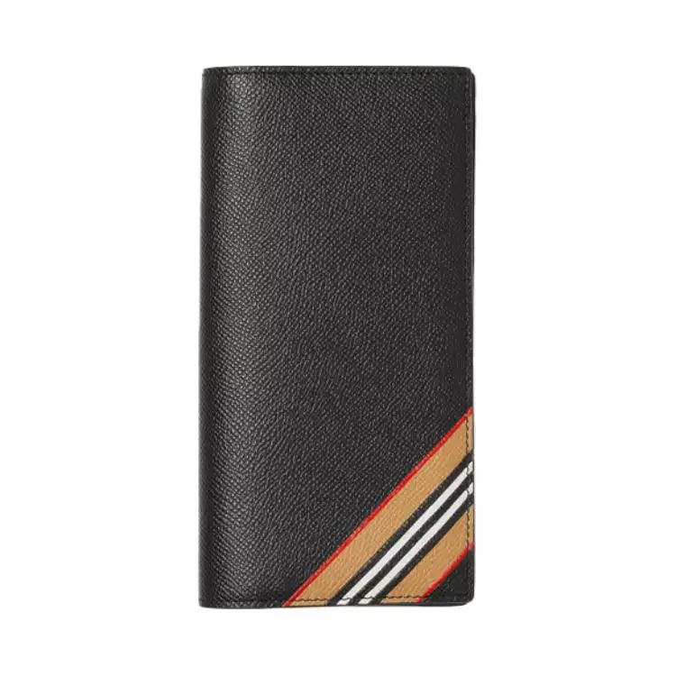 Burberry Grain Cow Leather Card Holder Wallet Men's Black