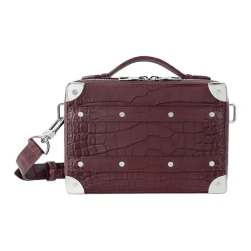 LOUIS VUITTON SOFT TRUNK Crocodile Leather Box Bag, Shoulder Bag, Crossbody Bag Men's Burgundy