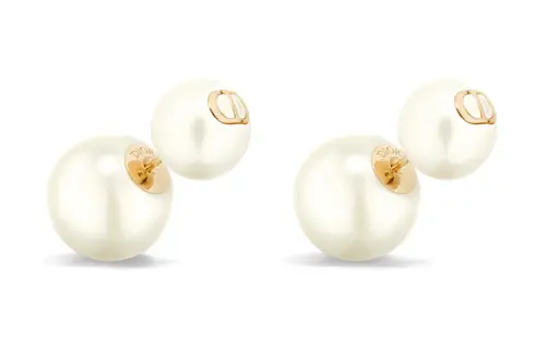 DIOR Metal Stud Earrings Women's White