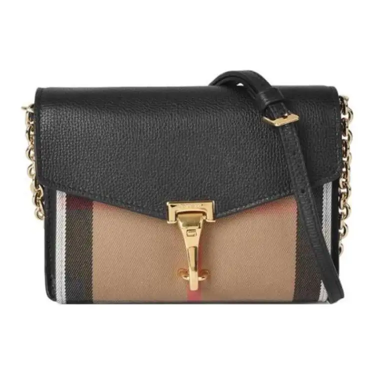 Burberry Cow Leather Shoulder Bag, Crossbody Bag Women's Black & Umber