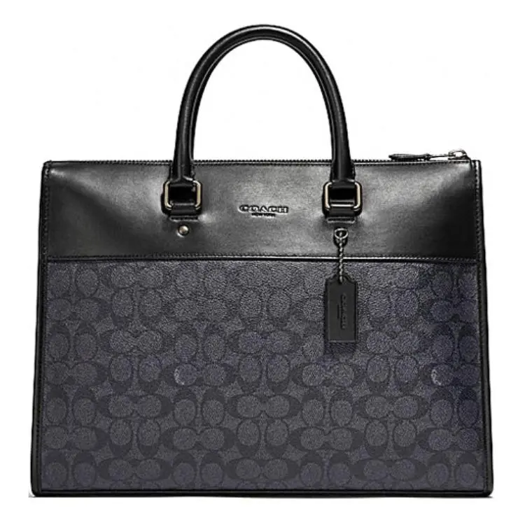 COACH Artificial Leather With Cow Leather Briefcases Large Men's Charcoal Black