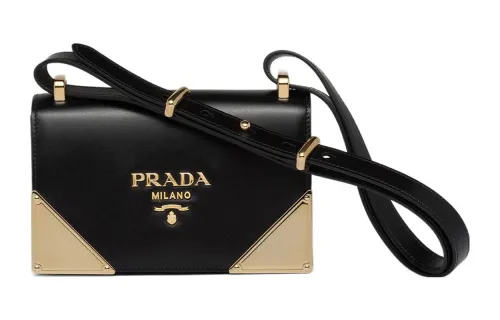 PRADA Leather Crossbody Bag, Shoulder Bag Women's Black