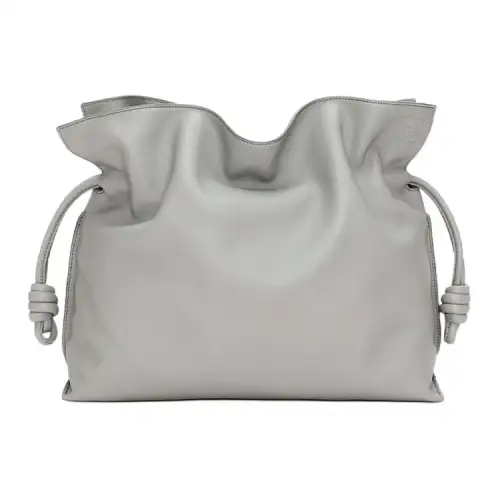 LOEWE Cow Leather Shoulder Bag Clutch Large Women's Pearl Gray