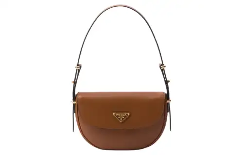 PRADA Leather Handbag, Shoulder Bag Women's Cognac