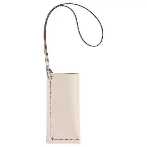 HERMES Epsom Calfskin Eyeglass Pouch Small Women's Cream & White & Garnet Red