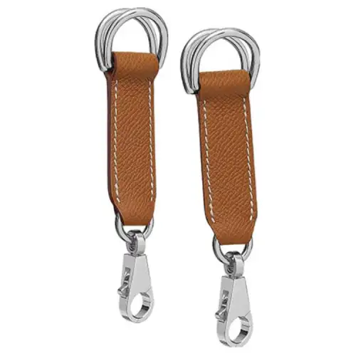 HERMES Attache Soie Silver Tone Buckle Epsom Calfskin Shoulder Strap Bag Strap Women's 37 Gold