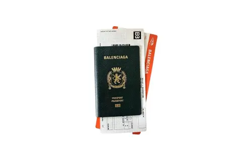 Balenciaga Semi Matte Soft Textured Calfskin Passport Holder Men's Green