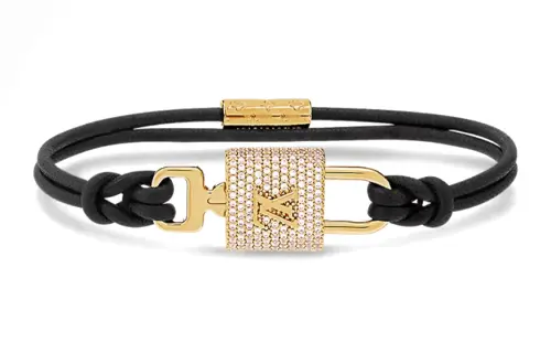 LOUIS VUITTON PADLOCK Leather Wristband, Hand Jewelry Women's Gold
