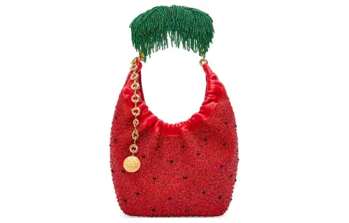LOEWE Beaded Leather Handbag, Shoulder Bag Women's Red