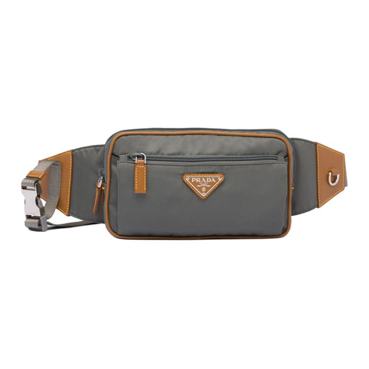 PRADA Lightweight Nylon Fanny Pack Unisex Marble Gray