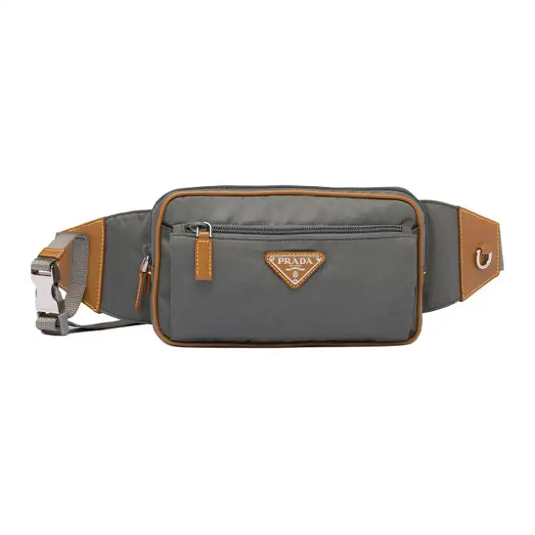 PRADA Lightweight Nylon Fanny Pack Unisex Marble Gray