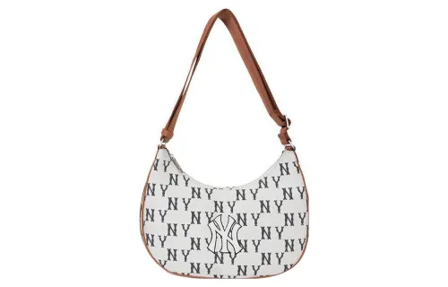 MLB Denim Dumpling Bag, Shoulder Bag, Handbag Women's White