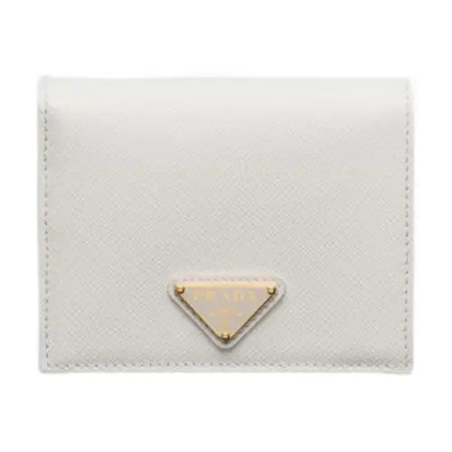 PRADA Saffiano Leather Wallet Small Women's White