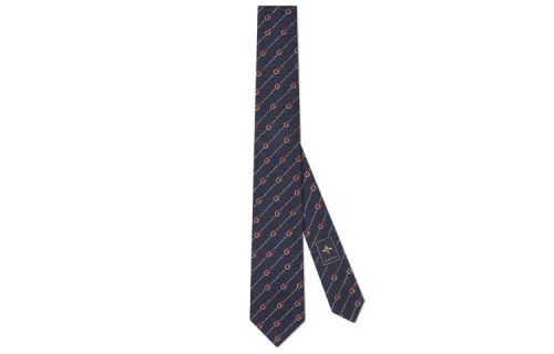Gucci interlocking G logo striped tie