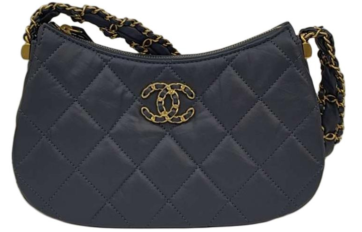 CHANEL Cow Leather Shoulder Bag, Hobo Bag, Handbag, Shoulder Bag Large Women's Blue