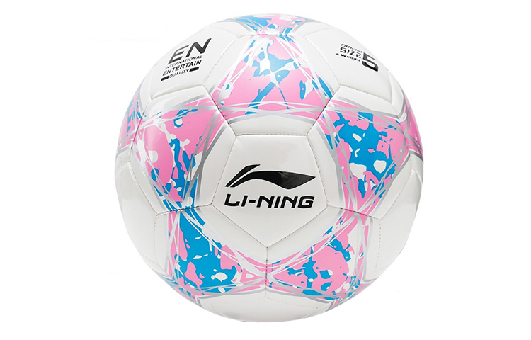Li Ning Size 5 Soccer Ball TPU Machine Stitched Soccer Ball Unisex White Pink Blue