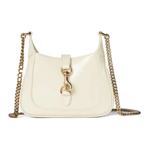 GUCCI Patent Leather Crossbody Bag, Shoulder Bag Women's Ivory White