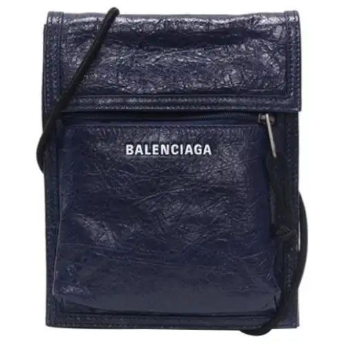 Balenciaga Explorer Lambskin Cell Phone Pouch, Shoulder Bag, Crossbody Bag Small Men's Navy Blue