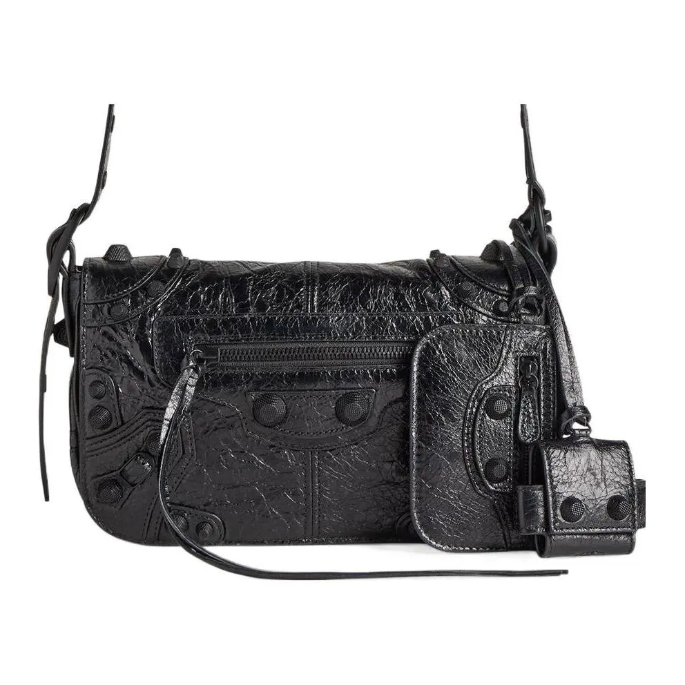Balenciaga Le Cagole Fine-Grained Sheepskin Crossbody Bags Mini Men's Black