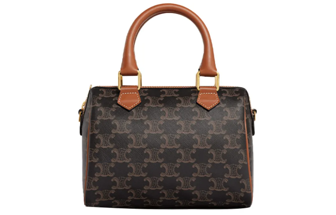 CELINE Triomphe Cow Leather Boston Bag, Shoulder Bag, Crossbody Bag, Handbag Small Women's Brown